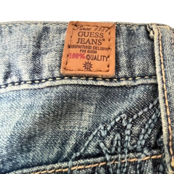 Vintage Guess Denim Maxi Skirt Size 28 Embroidery Floral Pockets Y2K Western - Picture 7 of 14